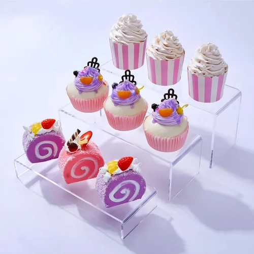 Vista 8 de Elevadores de exhibición de acrílico negro WEITELAI, 6 piezas de elevadores acrílicos para exhibición de postres de comida, cupcakes, joyería