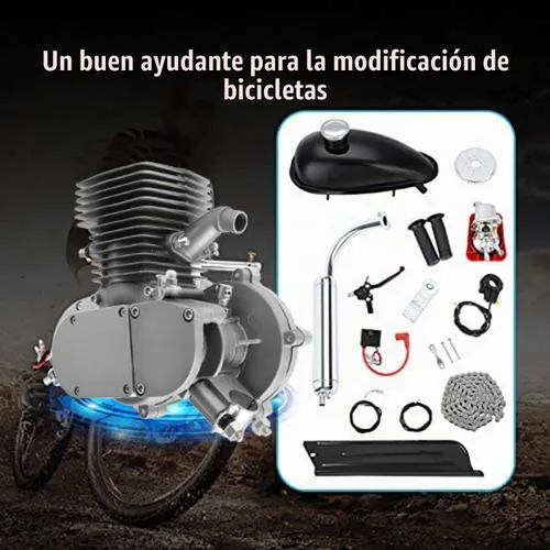 Vista 2 de Kit de motor de bicicleta de 100 cc, ciclo de 2 tiempos, motor de gasolina motorizado a gas, juego completo de motor de bicicleta de ahorro