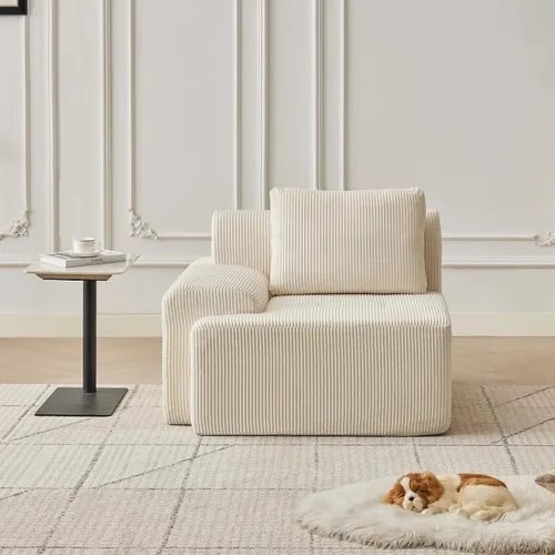 Vista 58 de Sofá modular modular con otomana móvil, sofá de asiento profundo con almohadas, cómodo sofá modular de nube para sala de estar, dormitorio y Blanco