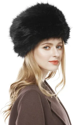 Vista 5 de Lovful Sombrero de invierno para mujer, de piel sintética, estilo cosaco ruso, sombrero de abrigo de invierno