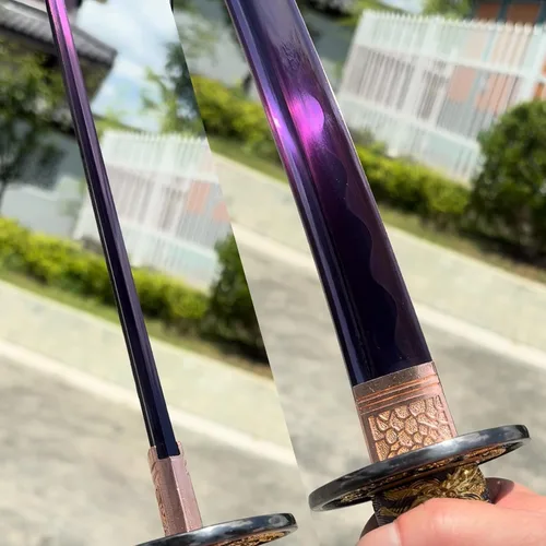 Vista 8 de Espada samurái japonesa auténtica hecha a mano de acero de alto carbono 1095 de acero de alto carbono, espada samurái japonesa de espiga completa