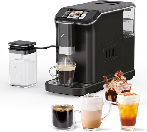 Vista 10 de Zstar Máquina de café expreso totalmente automática con espumador de leche, cafetera de café expreso profesional con molinillo, limpieza automática
