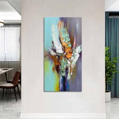 Vista 5 de zoinart Arte de pared 3D texturizado pintado a mano, 24 x 48 pulgadas, pinturas al óleo coloridas abstractas, arte de pared grande para decoración