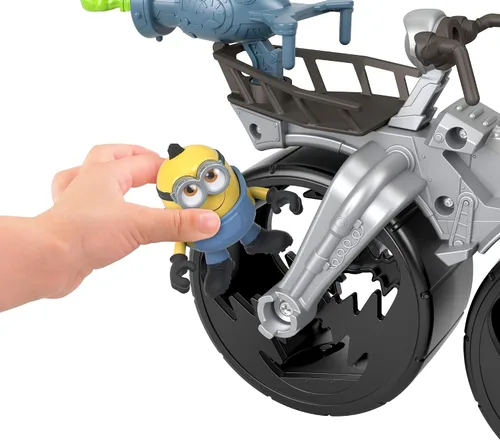 Vista 3 de Fisher-Price Imaginext Minions Gru's Rocket Bike, figura de personaje y juguete de empuje para niños preescolares de 3 a 8 años