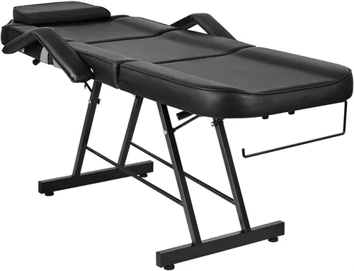Vista 2 de Roixeeds Silla de tatuaje de 3 secciones, cama de masaje profesional ajustable, silla de cama de tatuaje con taburete de spa y gancho para toalla