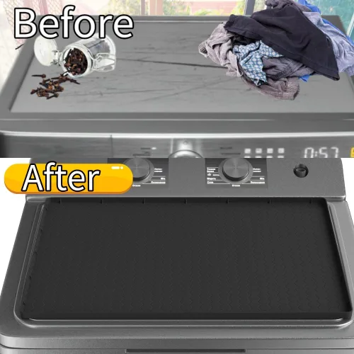Vista 5 de Alfombrilla protectora superior para secadora, color negro, 25 x 19 pulgadas, silicona, 1 paquete antideslizante