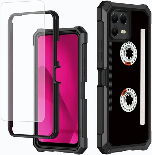 Vista 79 de Funda para T-Mobile Revvl 7 de 6.6 pulgadas con protector de pantalla, policarbonato duro de doble capa resistente y TPU suave a prueba de golpes