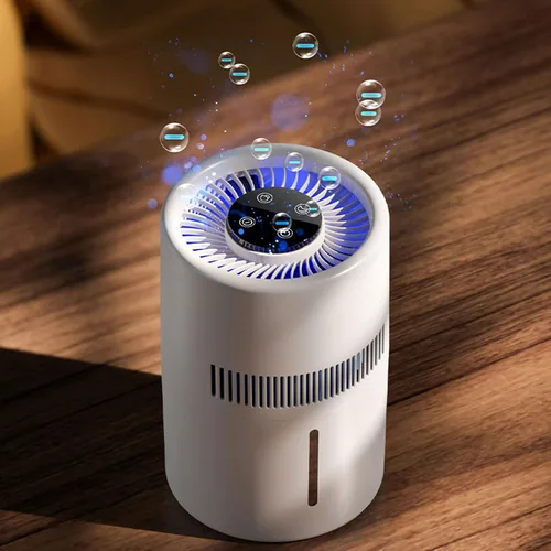 Vista 7 de Purificador de aire y humidificador, 2 en 1, 5 W, 4 L, tanque de agua, silencioso, humidificador evaporativo y purificador de aire, combo