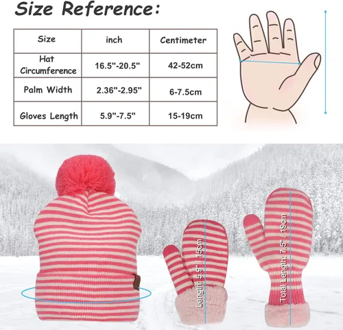 Vista 5 de Juego de gorro y guantes de invierno para niños de 2 a 5 años