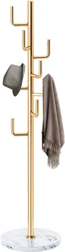 Vista 8 de ZOZOE Perchero de Metal con Soporte, Perchero Moderno Independiente con Base de Mármol Natural, Percheros Resistentes con 12 Ganchos y Negro