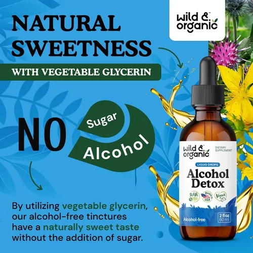 Vista 7 de Wild & Organic Alcohol Detox Cleanse Drops - Limpieza de hígado y riñón con cardo mariano, triturador de piedra Chanca - Complejo anti alcohol