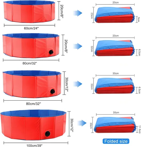 Vista 7 de Dyna-Living Piscina infantil para perros, piscina plegable para perros/gatos/niños, portátil de PVC antideslizante, para mascotas y cachorros