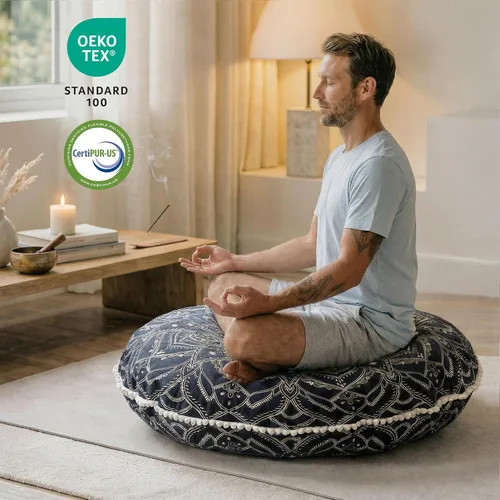 Vista 6 de Codi Paquete de 2 cojines de meditación, almohadas de piso grandes para Negro