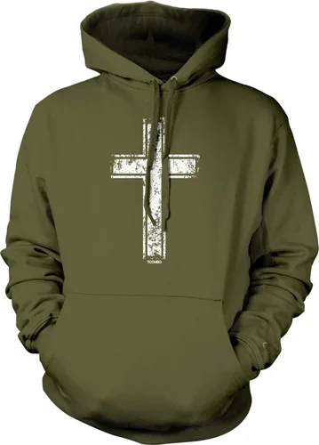Vista 24 de Tcombo Sudadera con capucha unisex con diseño de cruz angustiada