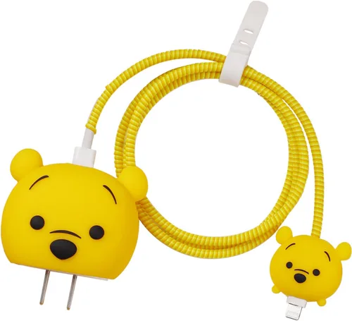 Vista 15 de Bonita funda protectora 3D de dibujos animados para cargador de pared, compatible con adaptador de corriente USB-C de 20 W de Apple y cable
