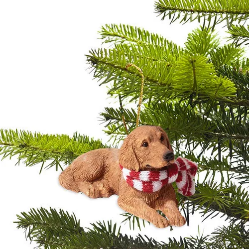 Vista 2 de Sandicast Adorno navideño Golden Retriever, dorado, blanco