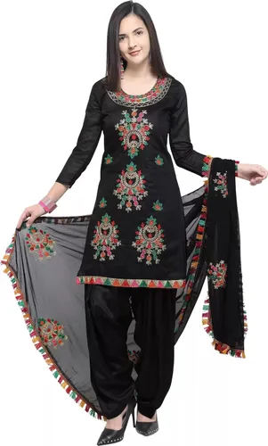 Vista 7 de Salwar - Conjunto de traje kameez para mujer, listo para usar, vestido de punjabi indio de talla grande, vestido de fiesta Patiala para mujer, negro