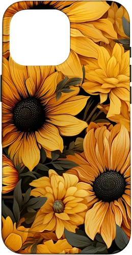 Vista 18 de iPhone 14 Flores de girasol hermoso floral amarillo patrón patrón caso