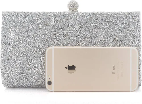 Vista 4 de Bolso de noche brillante para mujer, bolso de mano de cristal con diamantes de imitación