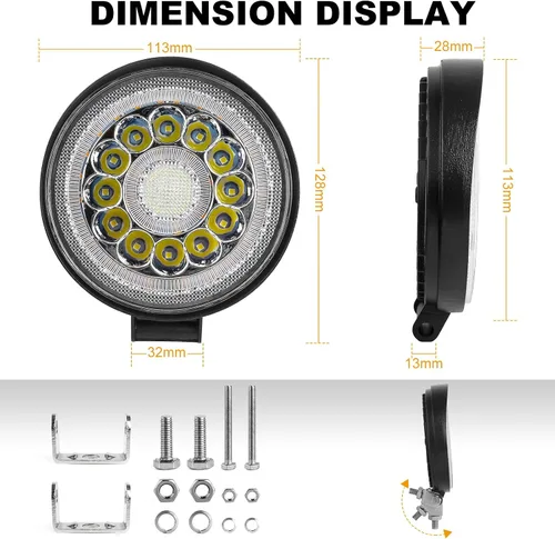 Vista 4 de Nifeida Barra de Pods LED Redondos, 4.5" 140W 14000LM Luz de Trabajo con DRL Ámbar, Haz Combinado Spot Flood Luces Antiniebla de Conducción