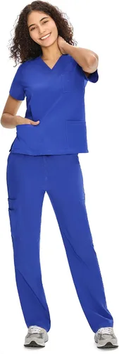 Vista 17 de COZYFIT Scrubs for Women Set - V-Neck & Straight Leg Pants with 9 Pockets Negro