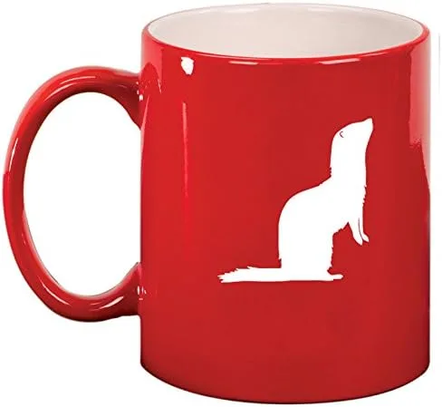 Vista 2 de Cerámica Café Té Taza hurón, Negro