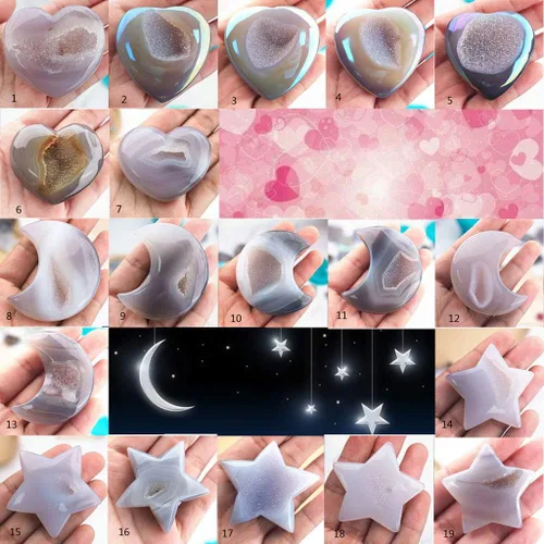 Vista 8 de Youngy Cluster Crystal molde natural de resina de cristal diseño de estrella de corazón y luna