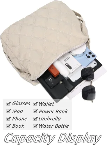 Vista 6 de YIKOEE Bolso cruzado de nailon acolchado para mujer, bolsa ligera acolchada