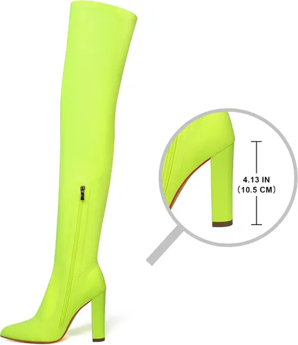 Vista 2 de Thigh High Boots for Women Chunky High Heel Over The Knee Boots Stretch Pointed Toe GO GO Knee High Boot