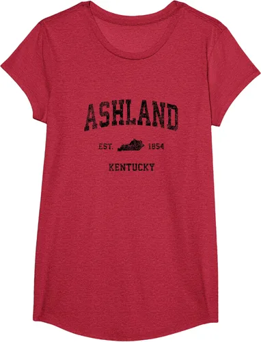 Vista 78 de Ashland Kentucky KY Vintage Sports Design Camiseta de impresión negra Asfalto