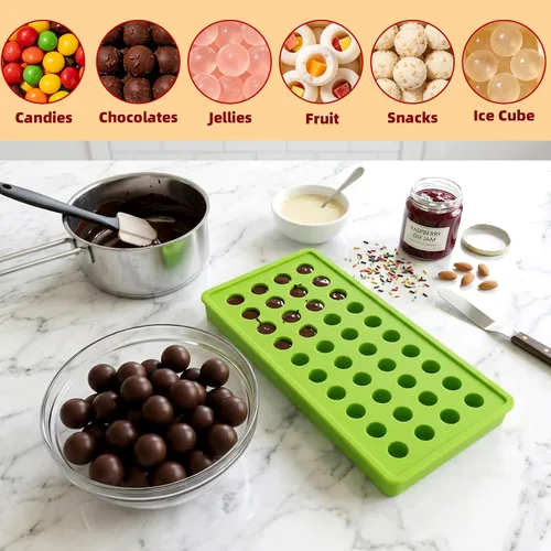 Vista 7 de Yesland Paquete de 3 moldes de mini bolas de hielo, molde redondo de silicona de 120 cavidades/molde de gotas de chocolate, perfecto para dulces