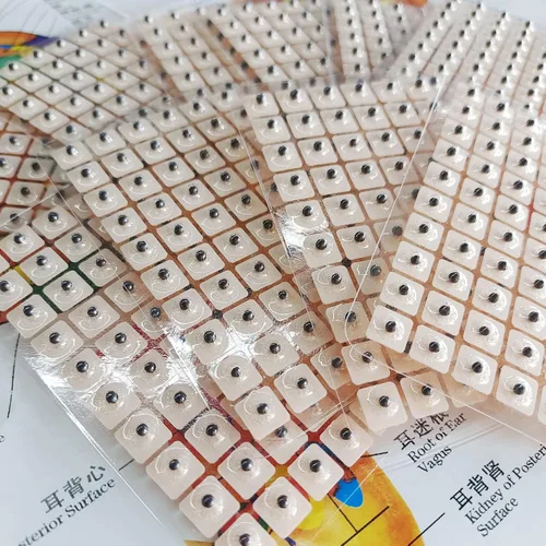 Vista 7 de Kit de 600 semillas de acupuntura con aguja de acupuntura, puntas de oreja, guía de gráficos para principiantes, herramientas faciales