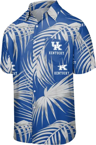 Vista 6 de FOCO NCAA Mens NCAA College Team Logo Floral Tropical Hawaiian Button Up Shirt