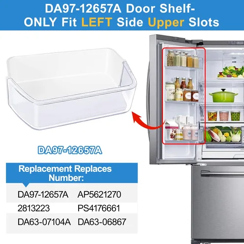 Vista 2 de Actualizado DA97-12657A Estante de puerta de refrigerador (izquierda) para Samsung Refrigerador Estante de repuesto para estante de refrigerador