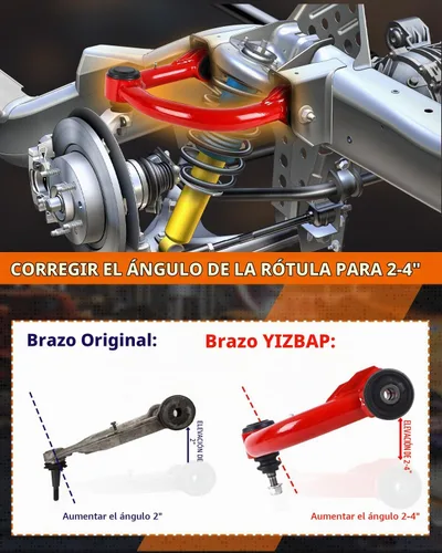 Vista 5 de YIZBAP 2 brazos de control superiores delanteros para Tundra 2000-2006 Sequoia 2001-2007 con rótula, kit de suspensión de elevación de 2-4 pulgadas