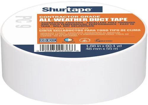 Vista 3 de Shurtape PC 009 Contratista Grado, Cinta adhesiva de tela coextruida, para embalaje, sellado, reparación, impermeabilización y sujeción de láminas