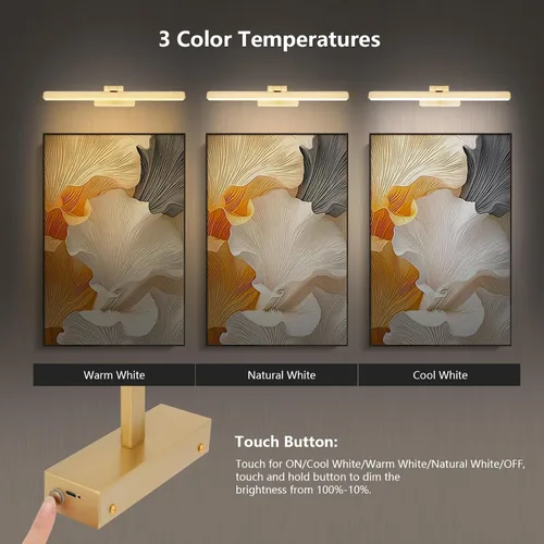 Vista 4 de Luz de imagen para pinturas funciona con pilas, iluminación artística inalámbrica, luz de arte recargable con control remoto y temporizador, lámpara