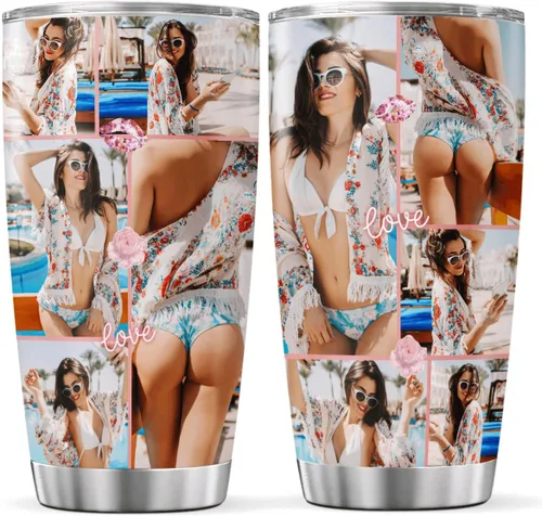 Vista 11 de CUBICER Vasos de café personalizados con foto personalizada para mejores amigos, tazas de té con tapa, frases divertidas, nombre personalizado