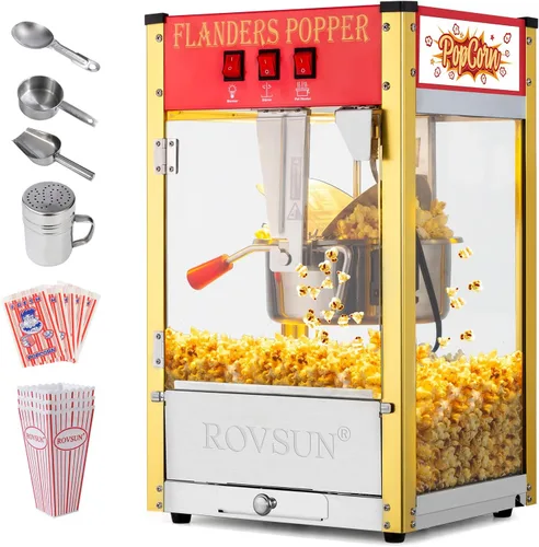 Vista 9 de Bonnlo Máquina de palomitas de maíz estilo cine con hervidor de 8 onzas que hace hasta 32 tazas, máquina de palomitas de maíz para encimera con Negro