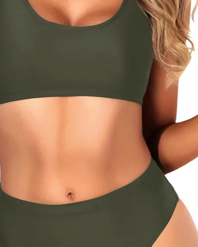 Vista 3 de Tempt Me - Traje de baño deportivo de dos piezas con cuello redondo y tiro