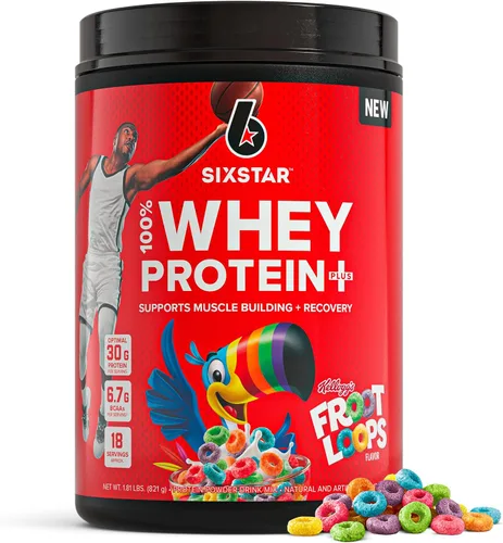 Vista 9 de Six Star Whey Protein Powder Plus - Fórmula de construcción muscular y recuperación con polvo aislado de suero de leche, BCAAs, 30g de proteína