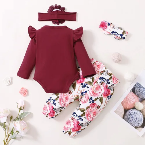 Vista 74 de SUNNY PIGGY Ropa para bebé recién nacida, con volantes, mameluco de algodón floral, conjunto de pantalones de algodón para niñas
