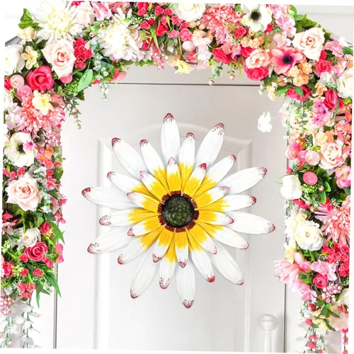 Vista 3 de BESPORTBLE Decoración de pared de hierro forjado, manualidades, girasol, decoración del hogar, girasol, arte de pared, decoración colgante