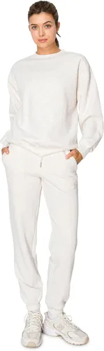 Vista 22 de Cali1850 Pantalón deportivo Cloud Nine Fleece para mujer, cintura alta, ajuste holgado, dos bolsillos, cintura elástica con cordón