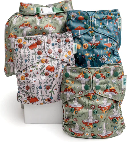 Vista 29 de Big Adventure Kinder - Juego de 5 pañales de tela reutilizables para bebé, estilo de bolsillo, jersey atlético que absorbe la humedad, insertos