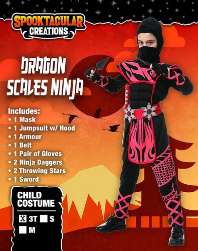 Vista 6 de Spooktacular Creations Kids Dragon Scales Ninja Costume for Boys Halloween Pretend Play