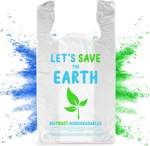 Vista 9 de Biorift Bolsas de agradecimiento 500 bolsas grandes a granel para camisetas con asas, bolsas de compras extragruesas y duraderas para comestibles
