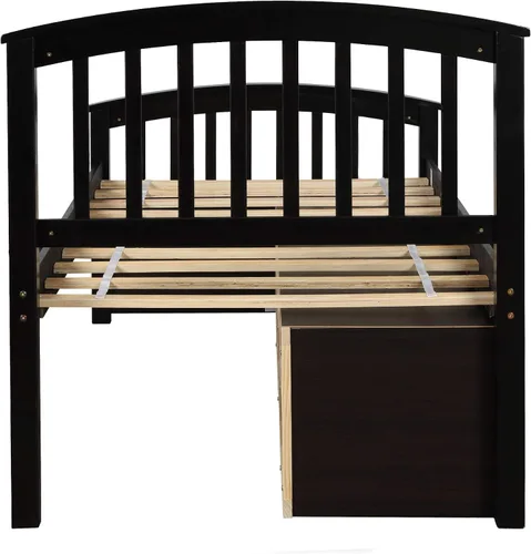 Vista 6 de Cama de almacenamiento de capitán de madera de tamaño individual con 6 cajones, muebles de dormitorio para niños (expreso)