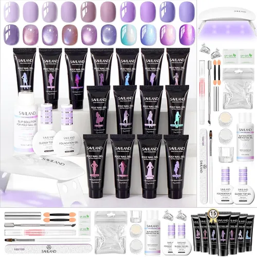Vista 13 de SAVILAND Hema-Free Poly Gel Kit, 36 Colors, All-in-1 for Beginner DIY Home 36 Colors, 4+ Weeks Wear, Durable Resin, Quick Extension, Smooth