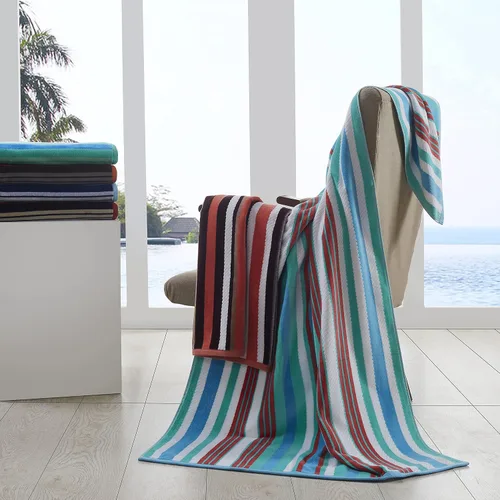 Vista 5 de Superior Toalla de playa de gran tamaño con textura de rayas, 100% algodón, suave, afelpada y altamente absorbente (juego de 2)